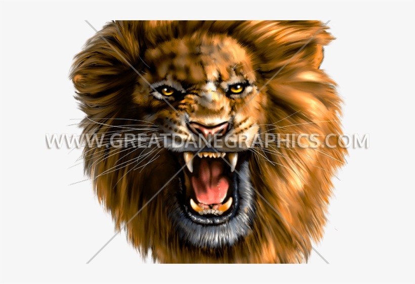 Lion Head Roaring - Printed T-shirt, transparent png download