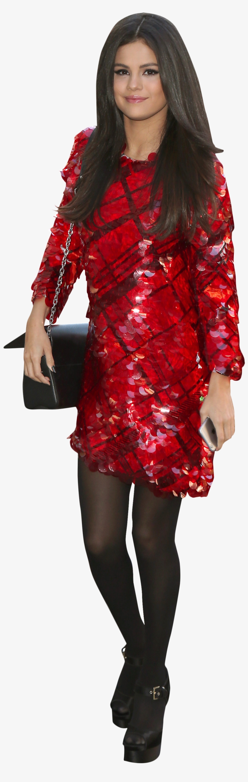 Selena Gomez In Red Dress And Black Pantyhose Png Image - Portable Network Graphics, transparent png download