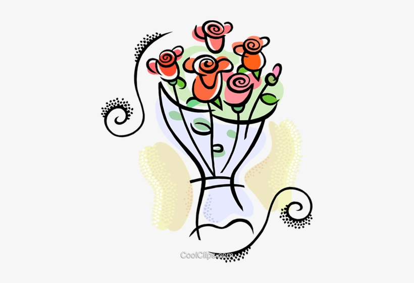Bouquet Of Flowers Royalty Free Vector Clip Art Illustration - Bouquet Of Roses Clipart, transparent png download