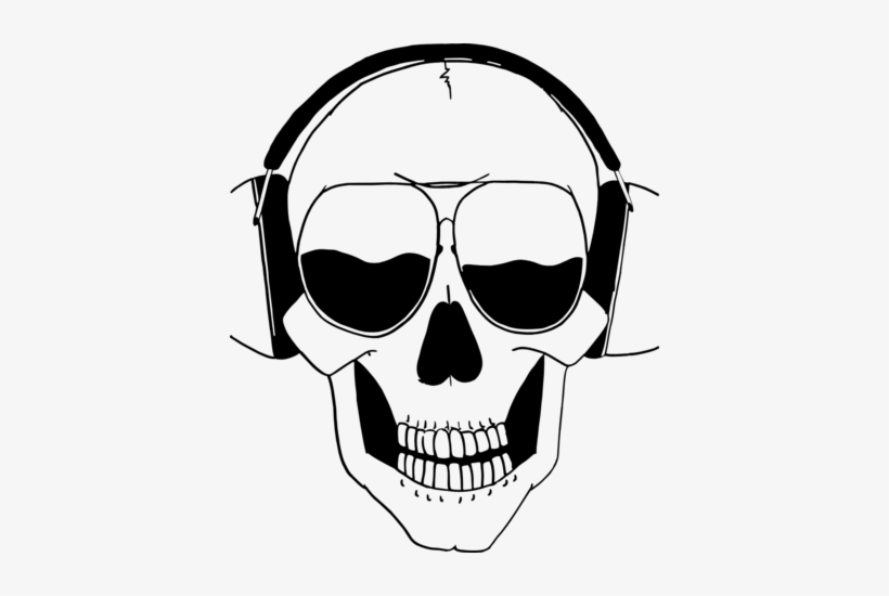 Dj Clipart Skull - Skull With Headphones Png, transparent png download