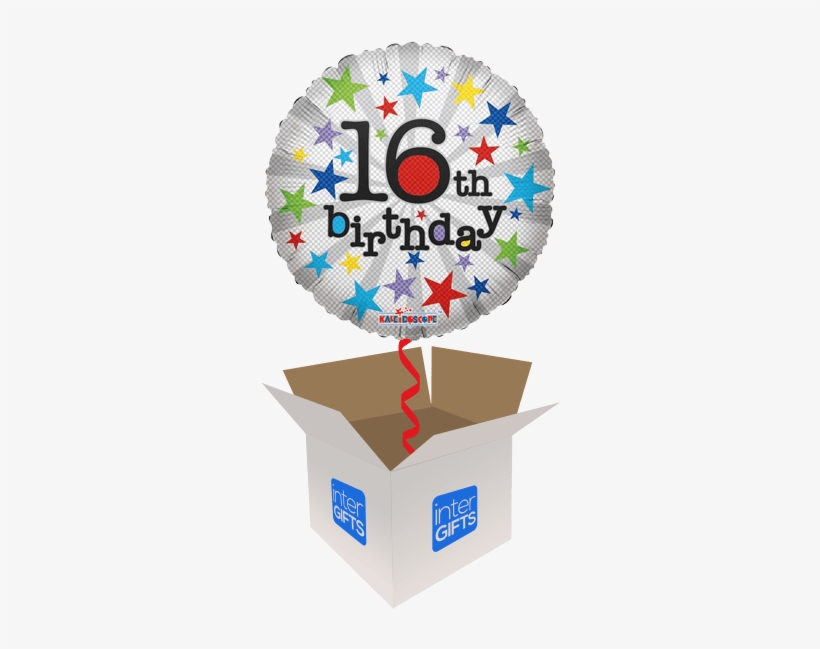 16th Birthday Multicoloured Stars - 18" Balloon 16th Birthday - Mylar Balloons Foil, transparent png download