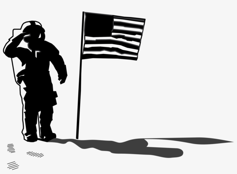First On The Moon Astronaut Silhouette Space Exploration - Astronaut Silhouette, transparent png download