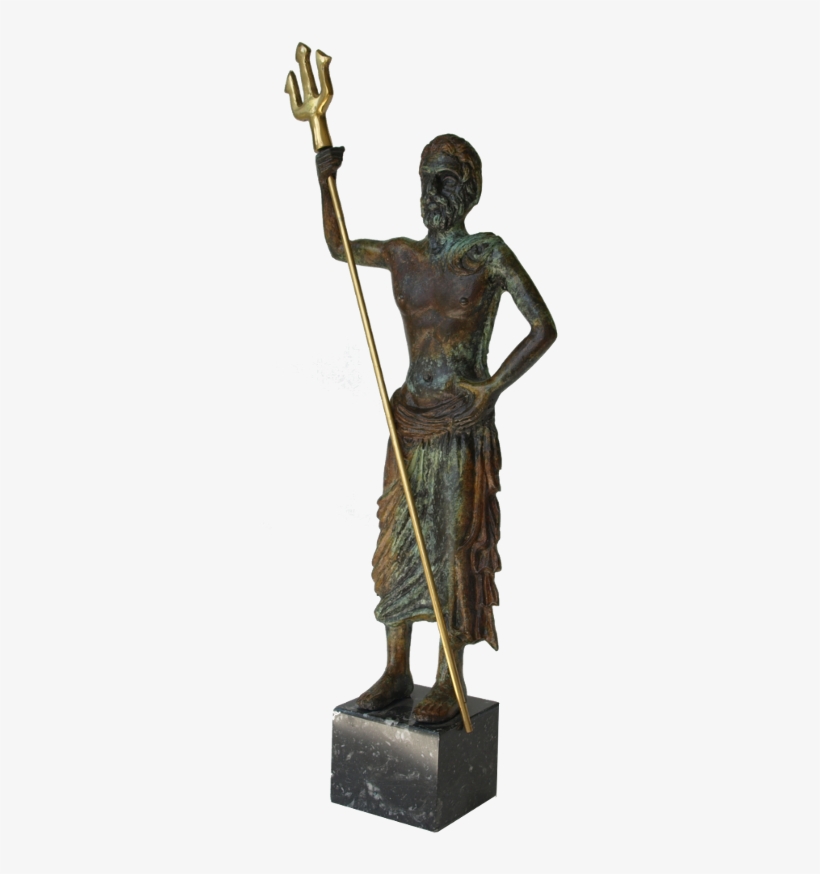Bronze Statue Of Poseidon The Olympian God Of The Sea, - Bronze Sculpture, transparent png download