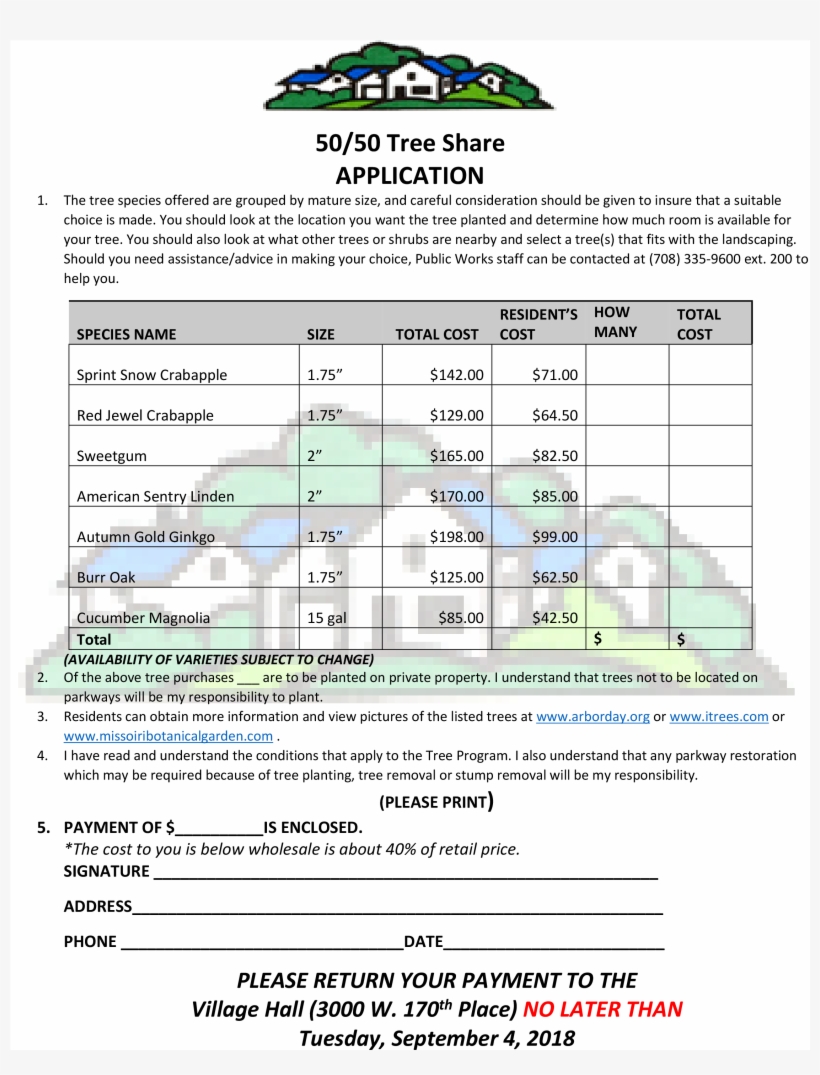 Fall 2018 50-50 Tree Share Application (1) - Number, transparent png download