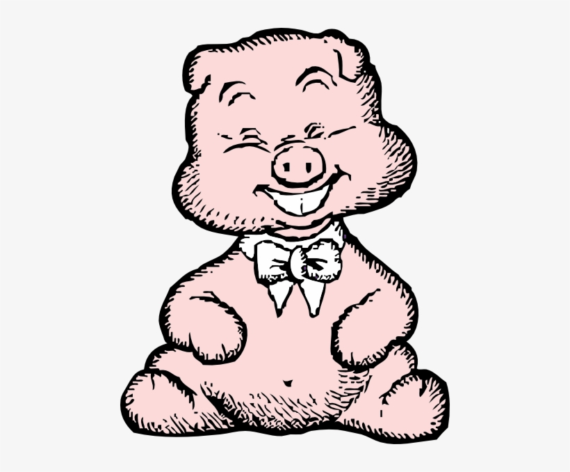 Pig With White Bowtie Svg Clip Arts 474 X 598 Px, transparent png download