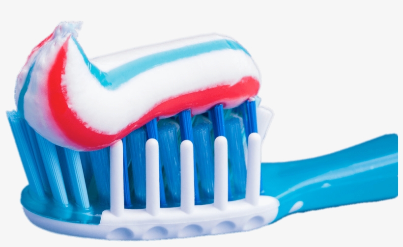 Red And Blue Toothpaste On Brush Png - Toothpaste And Brush Png, transparent png download