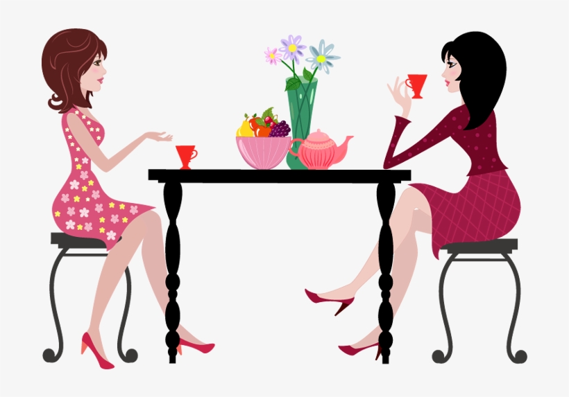 Picture Library People Sitting At Table Png Good An - Woman Coffee Cartoon, transparent png download