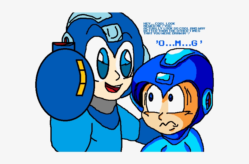 Newer Megaman Drawing Meets The Old One By Icelucario - Drawing Megaman, transparent png download