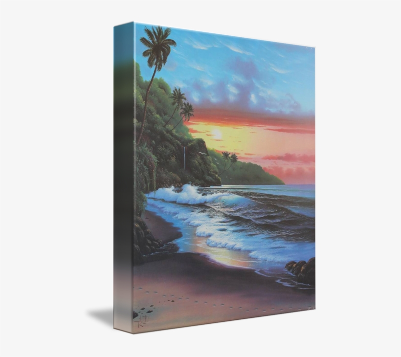 Drawing Sunset Waterfall Gallerywrapped Canvas Art Print 11 X 14