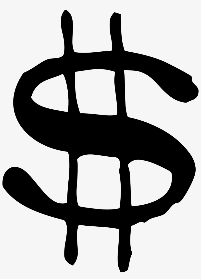 Black And White Funny Drawing Of A Dollar Sign - Dollar Sign Drawing Png, transparent png download