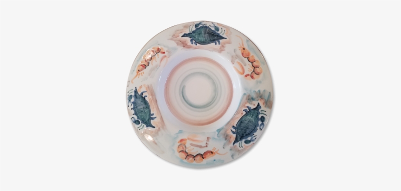 Blue Crab, Shrimp 18″ Oversized Center Piece Bowl - Blue And White Porcelain, transparent png download