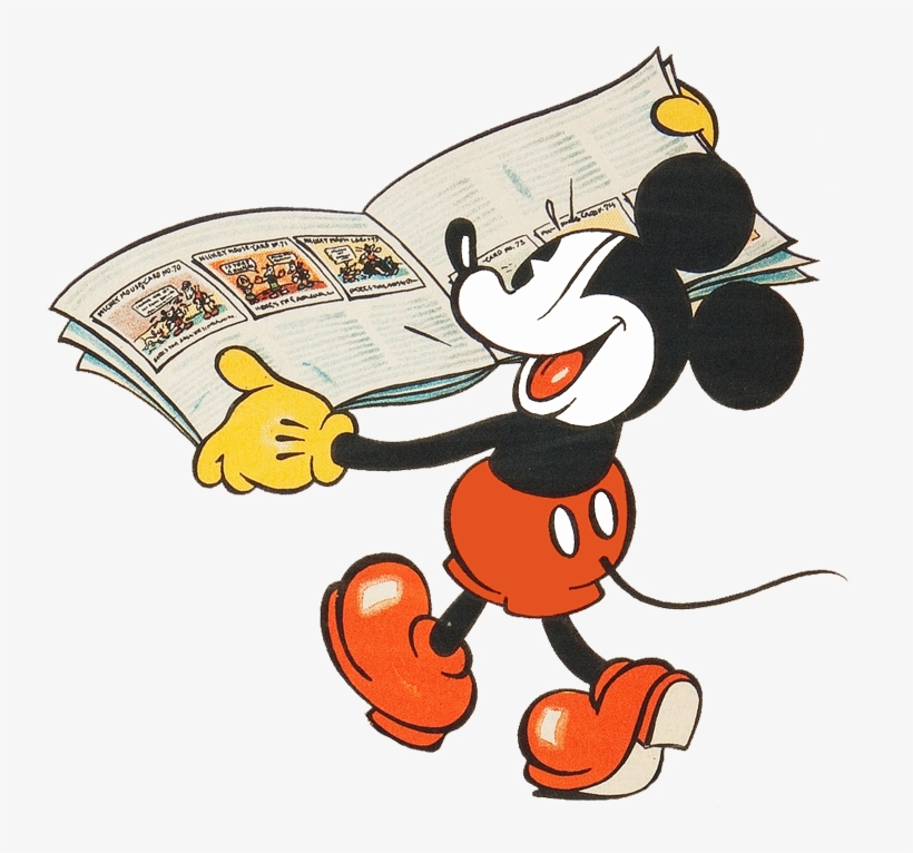 Mickey Mouse Reading Clipart - Old Mickey Mouse Reading, transparent png download
