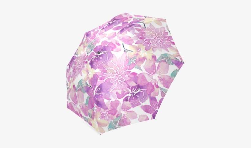Pastel Watercolor Flower Pattern Foldable Umbrella - Blue Green Watercolor Flower Pattern Slim Iphone 8, transparent png download
