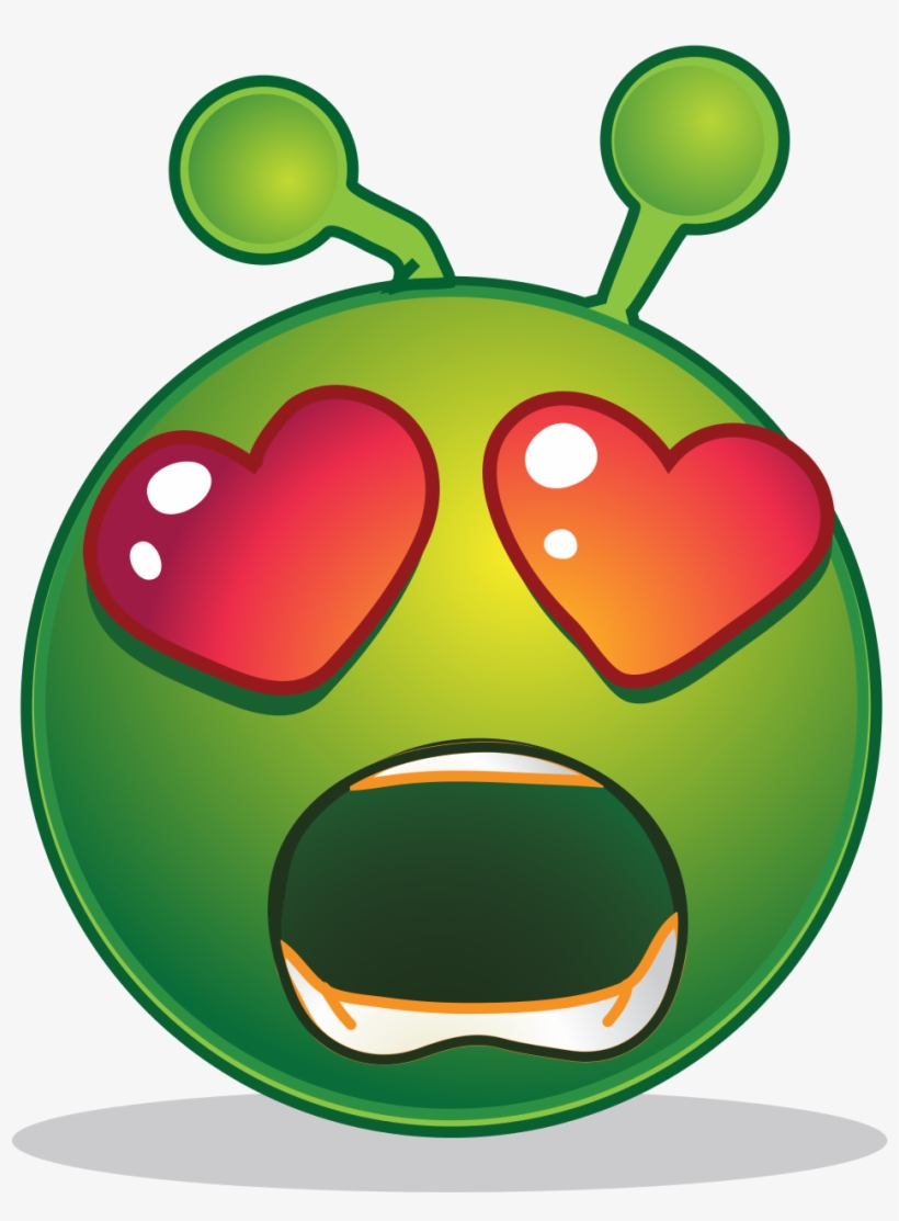 Smiley Green Alien Surprised Love - Smiley Green Alien, transparent png download