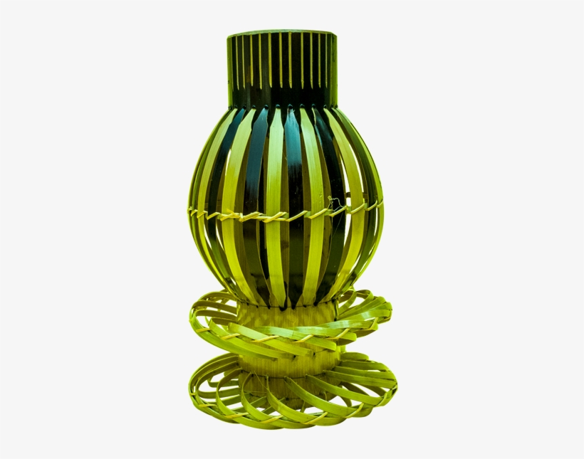 Long Oval Mid Bamboo Flower Vase In Brown And Yellow - Yellow, transparent png download