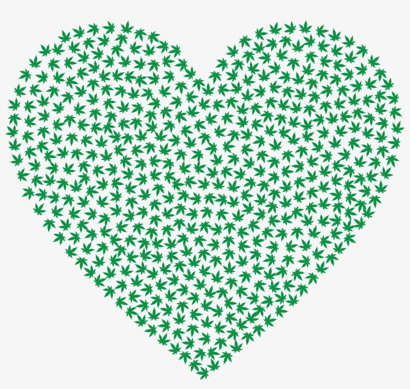 Free Clipart Of A Love Heart Made Of Marijuana Leaves - Heart Made Of Marijuana, transparent png download