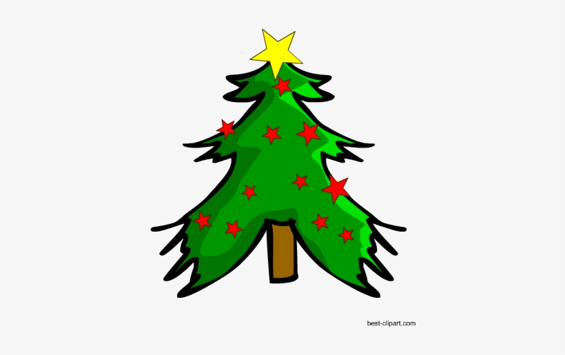 Free Christmas Tree With Stars Clip Art - Christmas Stencil Png, transparent png download