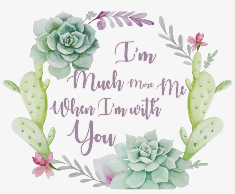 Text And Asset Arrangements - Watercolor Cactus Wreath, transparent png download