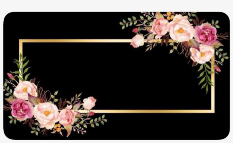 Frame Flowers Gold Rectangle Black - Cartoes Para Salao De Beleza Preto Com Detalhe Preto, transparent png download