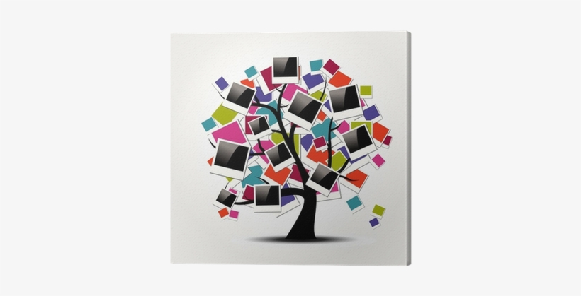 Memory Family Tree With Polaroid Photo Frames Canvas - Family Tree Template Colorful, transparent png download