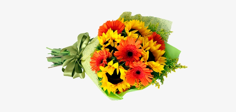 Ramo De Girasoles Con Gerberas Naranjas - Arreglo De Girasoles Y Gerberas, transparent png download