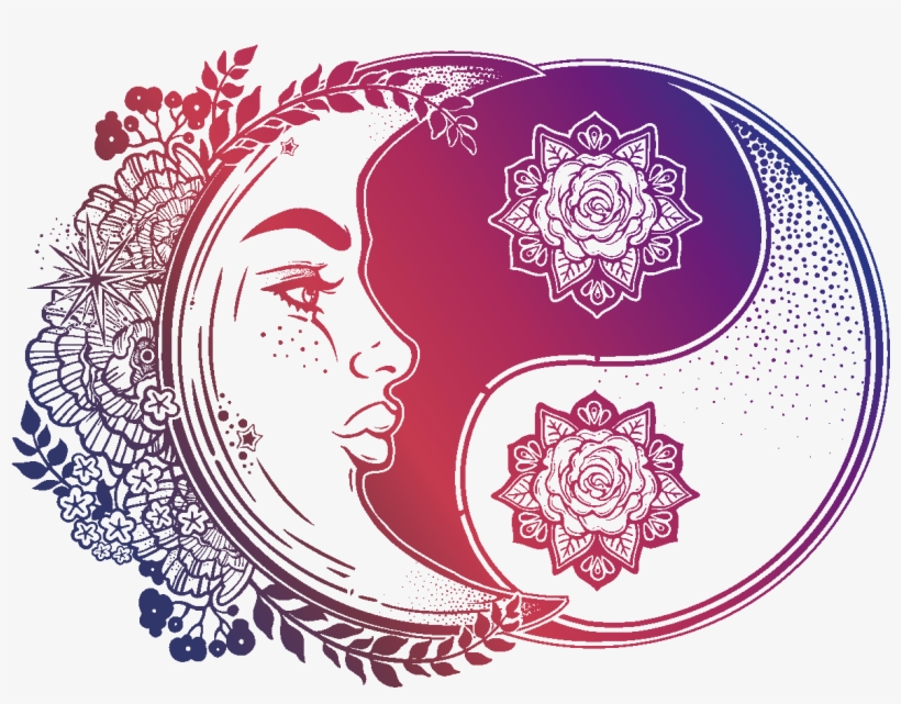 Sticker Boheme Yin Yang Et La Lune Ambiance Sticker - Crescent, transparent png download