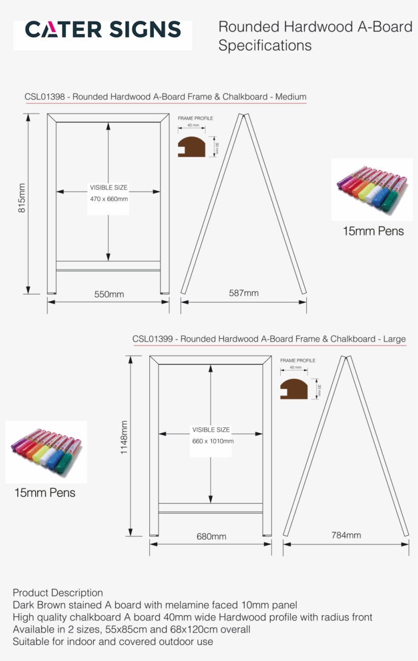 Chalkboard A-board With Rounded Dark Wood Frame - Diagram, transparent png download