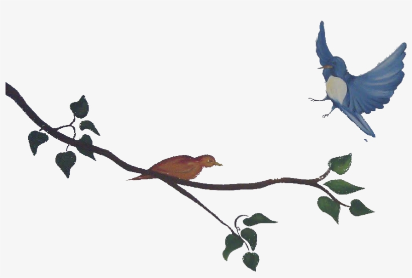 Branch-cut - Birds Wall Painting Png, transparent png download