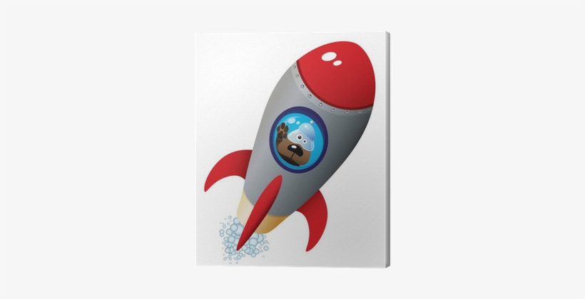 Cartoon Dog Astronaut In Old Style Spaceship Canvas - Cartoon Spaceship, transparent png download