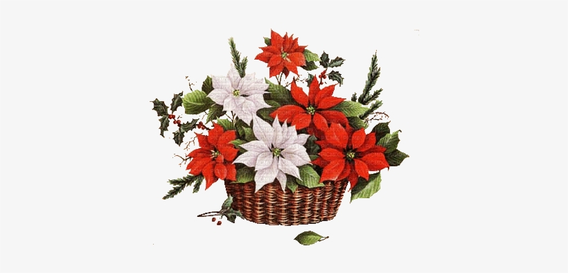 Christmas Flower Basket - Decoupage Navidad Laminas, transparent png download