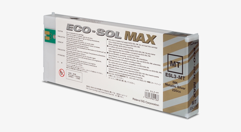 Eco-sol Max Metallic Silver Cartridge - Roland Eco-sol Max Esl3-4mt 220ml - Metallic, transparent png download