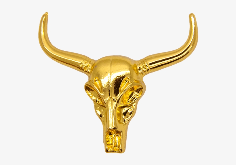 Cow Skull Pin, Gold - Bull, transparent png download