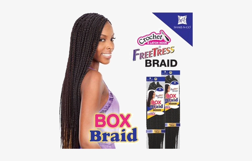Freetress Pre-looped Crochet Medium Box Braids - Freetress Braid Small Box Braiding Hair, transparent png download