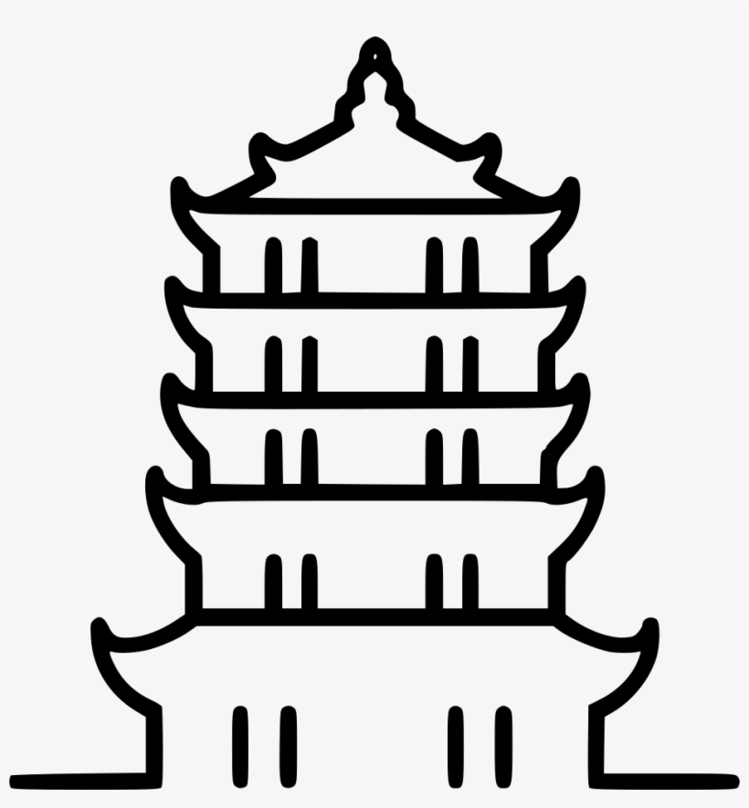 Pagoda Comments - Chinese Houses Clipart Black & White Png, transparent png download