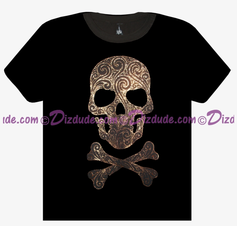 Disney's Pirates Of The Caribbean Girls Gold Skull - Shirt, transparent png download