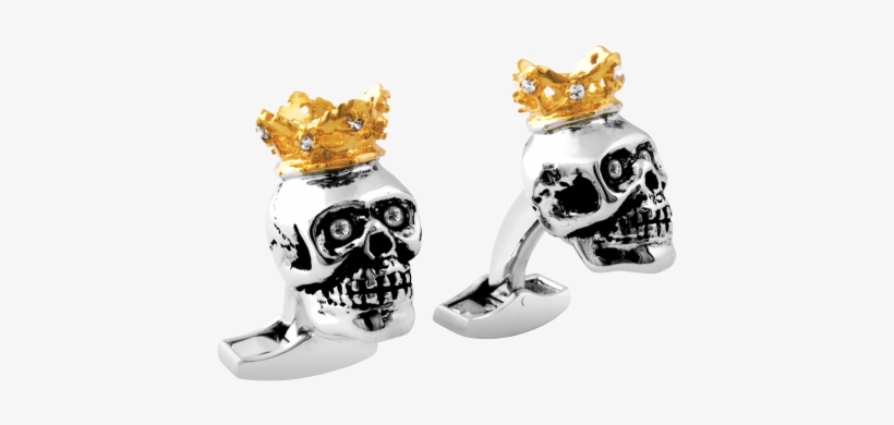 Skull With Real Yellow Gold Plated Crown Cufflink - Tateossian King Skull Cufflinks, transparent png download