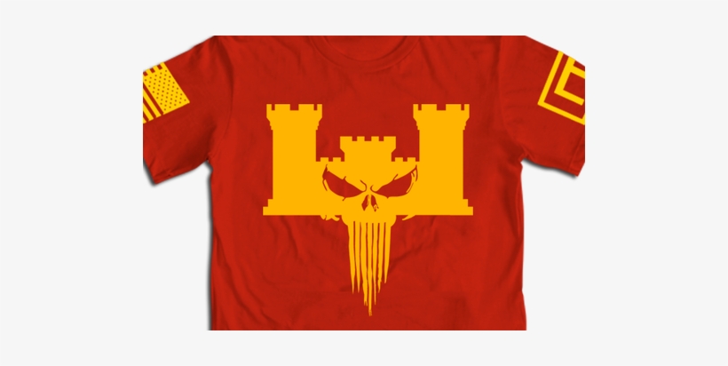 Eng Skull Gold Print W/eng E And U - Enigineer Combat T Shirt, transparent png download