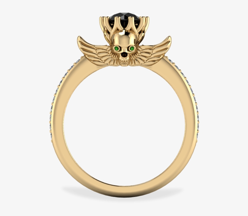 Yellow Gold Skull Ring - Emerald Engagement Ring Gold Skull, transparent png download
