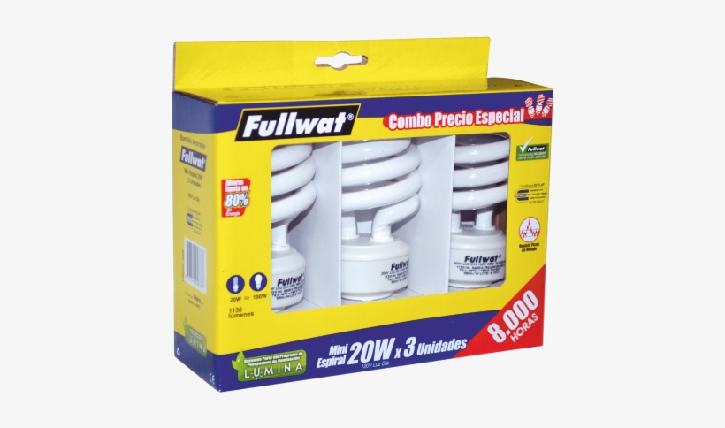 Bombillo Ahorrador Fullwat De 20 W Por 3 Und - Bombillos Fullwat, transparent png download