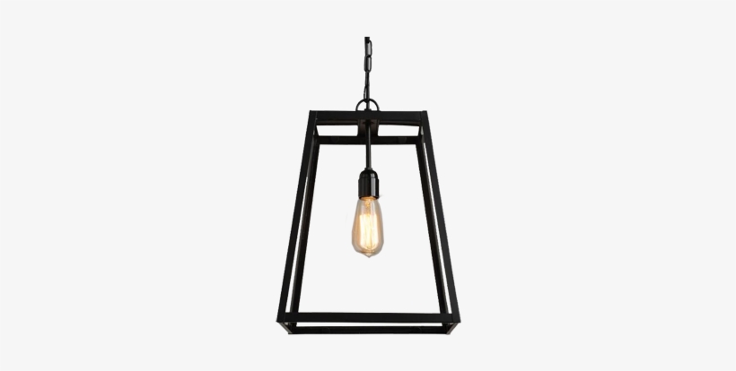 Four-sided Glass Hanging Pendant Lantern: Black, transparent png download