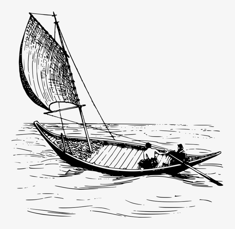 Fishing Boat Clipart Watercraft - Black And White Boat Png, transparent png download