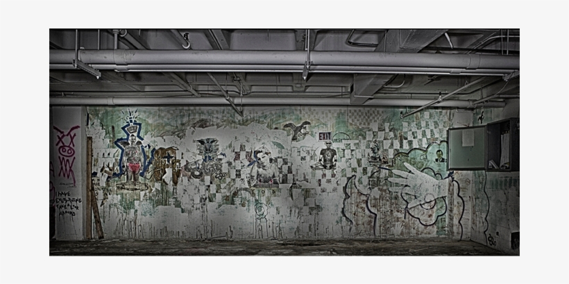 The Walls In The Lower Level Of The Building Were Covered - Wall, transparent png download