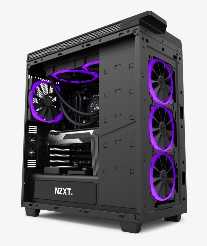 Artist Render Of Nzxt Aer Rgb Fans Within The Pc Case - Nzxt Rgb Aer, transparent png download