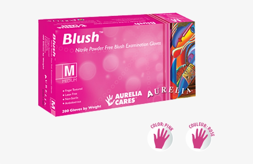 Aur Boxgraphics Productpg Blush - Blush Nitrile Powder-free Examination Gloves - Large, transparent png download