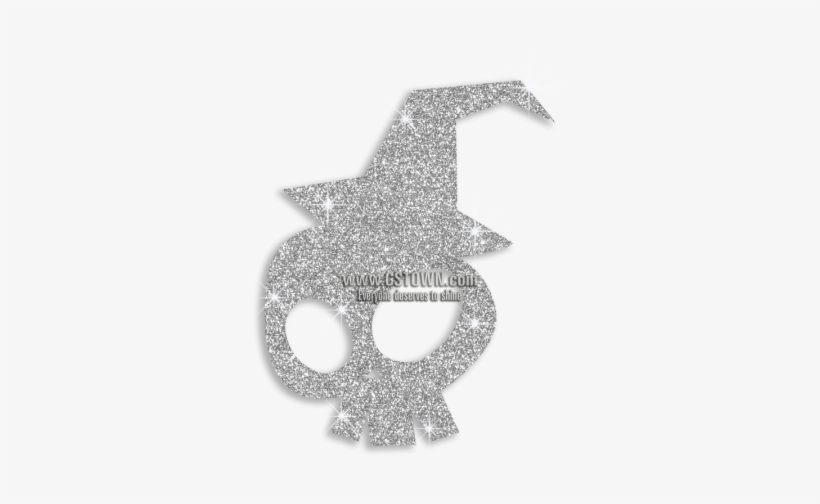 Glitter Halloween Skull Iron On Transfer Motif - Silver, transparent png download