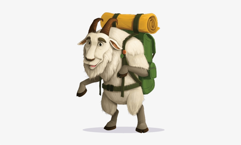 Mountain Goat Character Wearing Hiking Backpack - Open Court Reading, transparent png download
