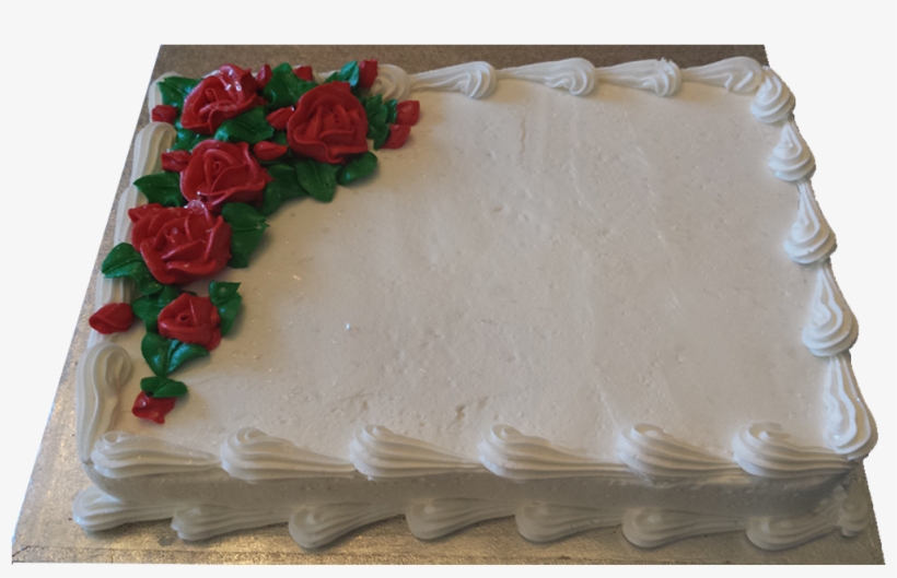 Red Rose Decorated Slab - Rectangle Cake With Red Roses, transparent png download