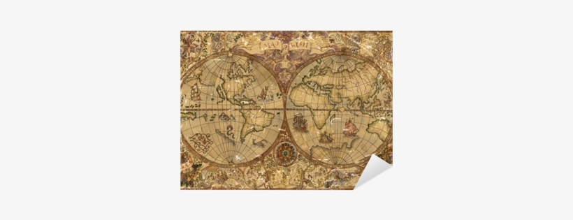 Autocolante Pixerstick Ilustração Do Vintage Com Mapa - Vintage Pirate Map, transparent png download
