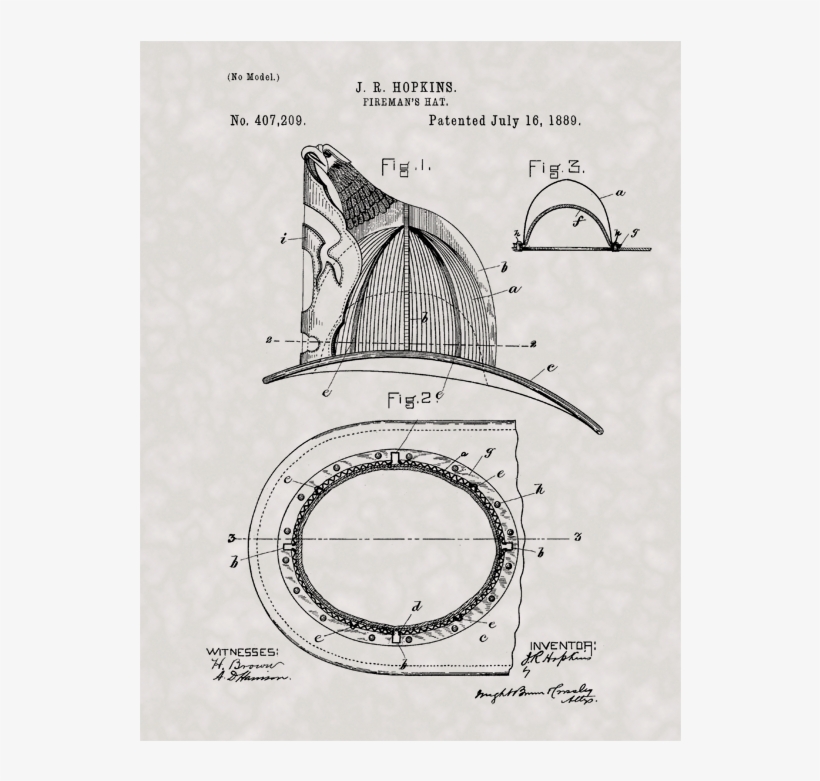 Fireman's Hat - Firefighter Patent Art, transparent png download