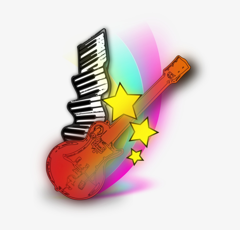 Medium Image - Music Keyboard And Guitar, transparent png download